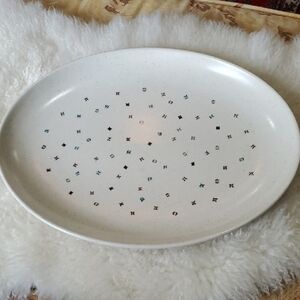 Vintage POPPY TRAIL California Confetti  White Speckled Serving Platter 1950's